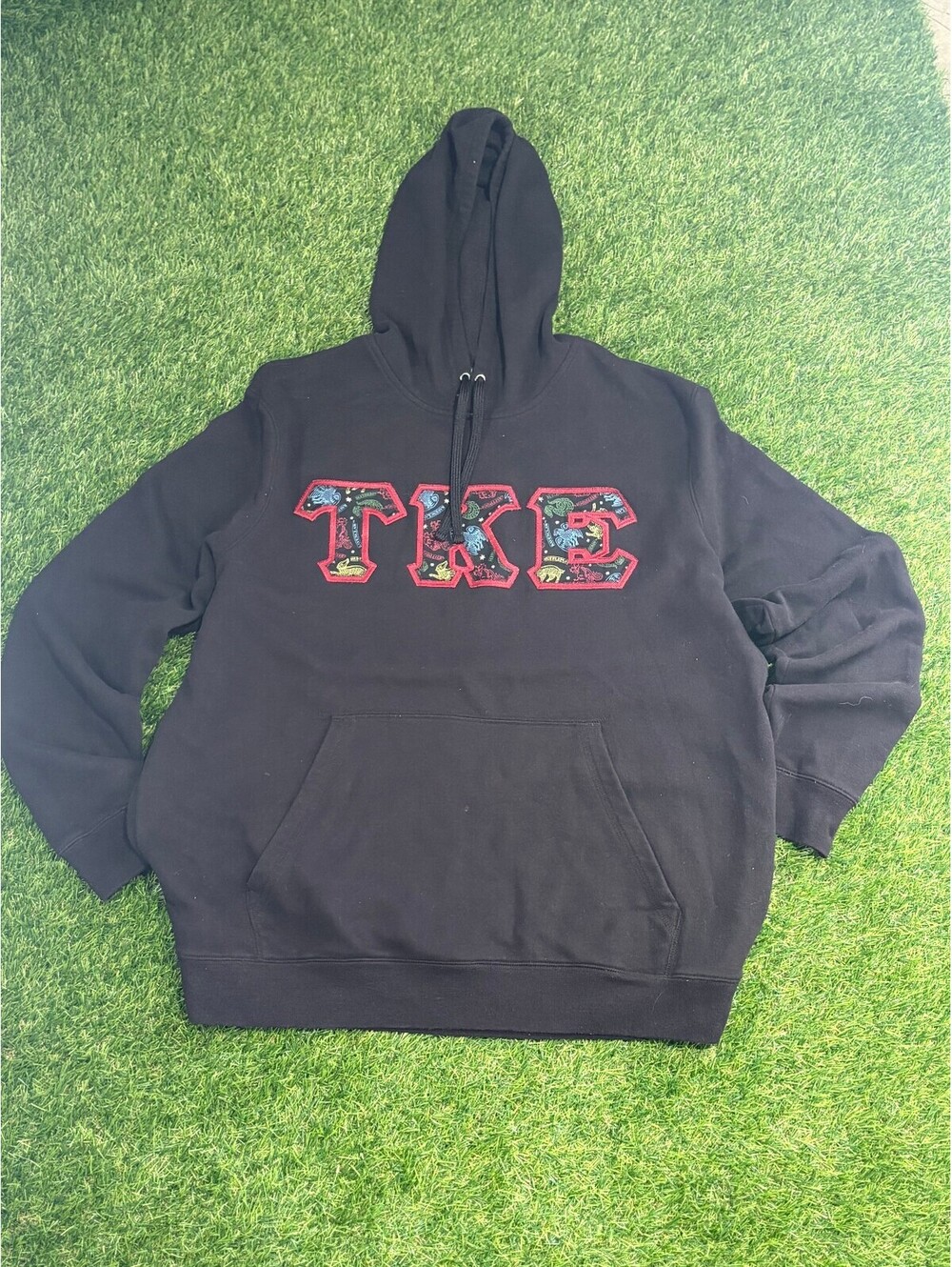 Vintage TKE Fraternity 2020s Black Cotton Hoodie XL